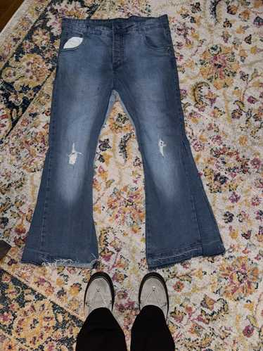 Levi's × Streetwear Custom Flared Blue Jeans