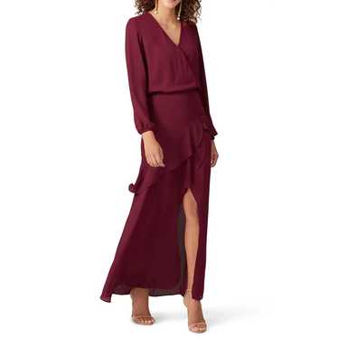 Krisa Dress Maxi Long Sleeve Ruffle Size Large Bur