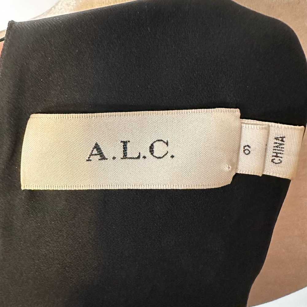 A.L.C. Black 100% Silk White Polka Dot Shift Desi… - image 8