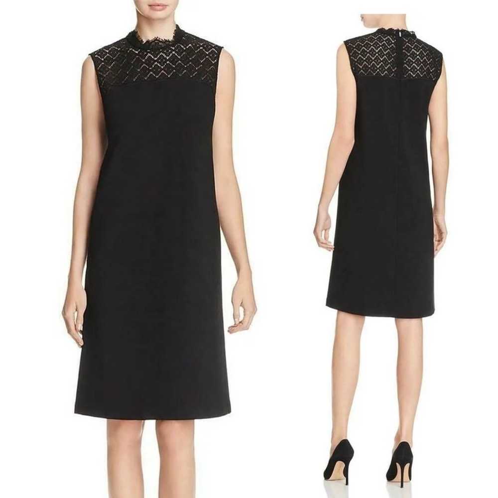 Lafayette 148 black lace shift dress size large m… - image 1
