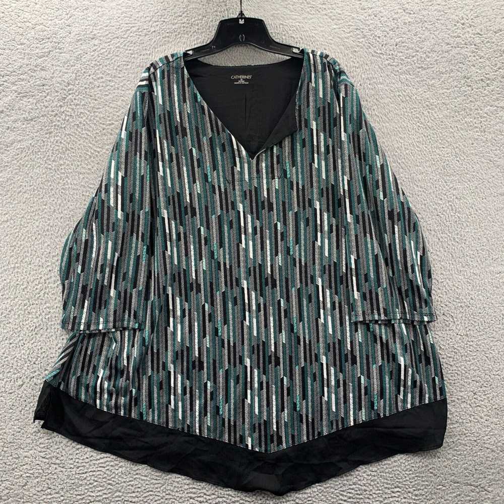 Vintage CATHERINES Blouse Womens 3X Top Striped 3… - image 1