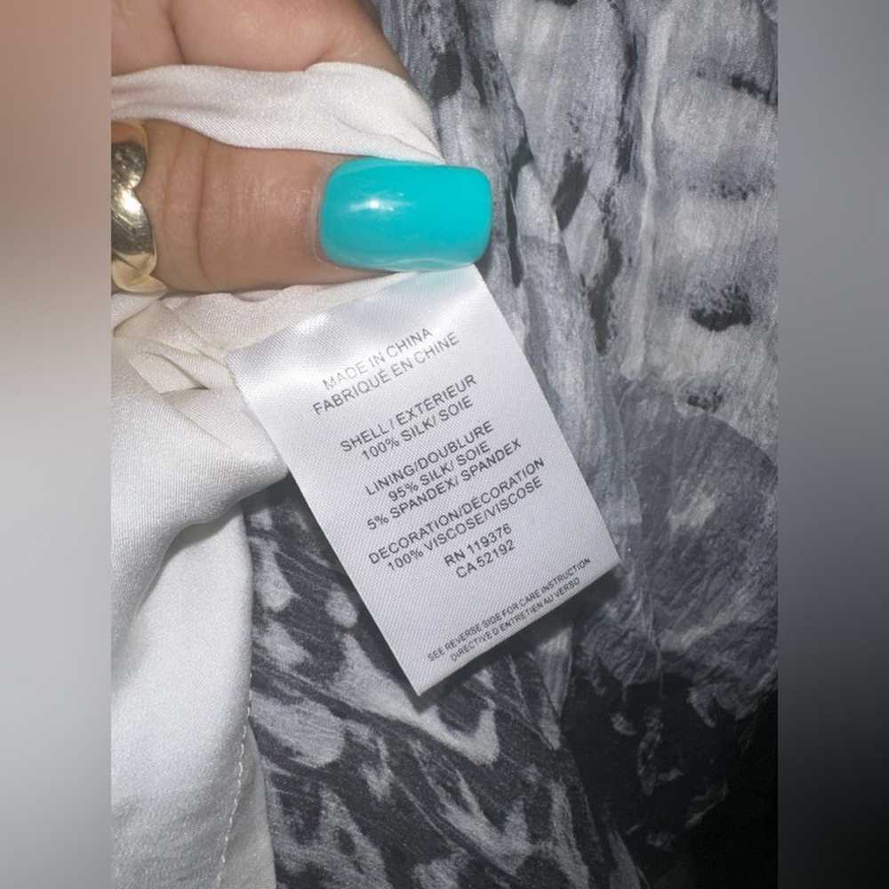 HELMUT LANG Maxi Dress Fitted 100% Silk Black Gra… - image 10