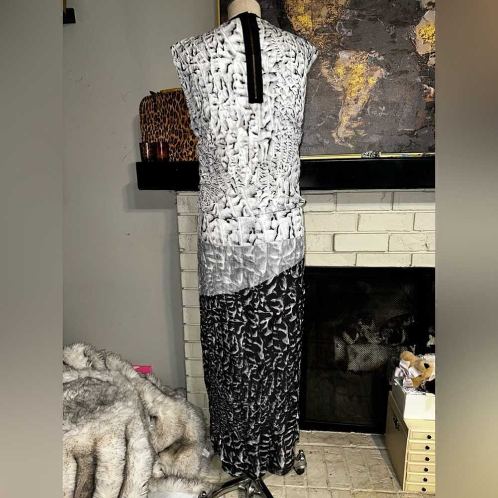 HELMUT LANG Maxi Dress Fitted 100% Silk Black Gra… - image 11