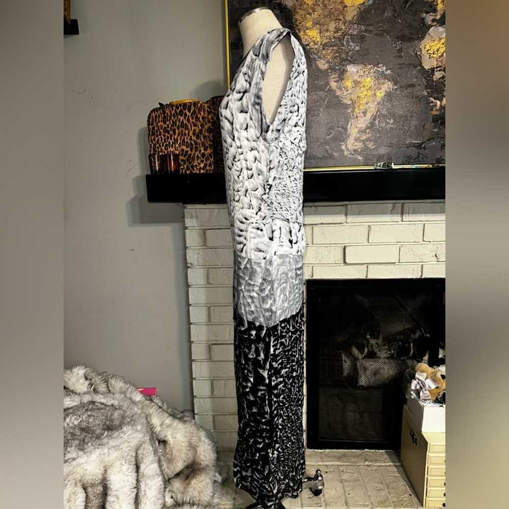 HELMUT LANG Maxi Dress Fitted 100% Silk Black Gra… - image 5