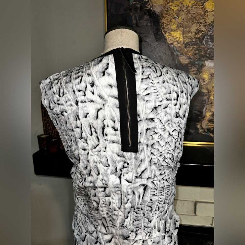HELMUT LANG Maxi Dress Fitted 100% Silk Black Gra… - image 6