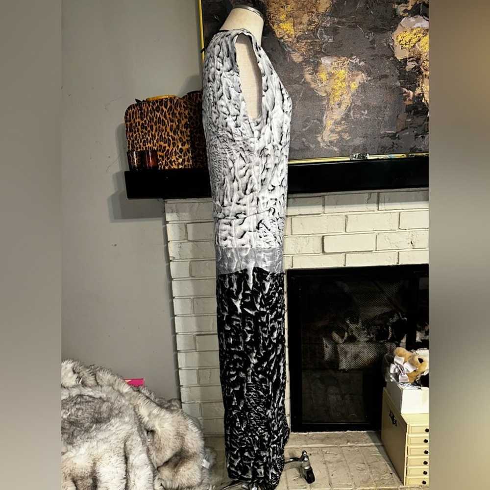 HELMUT LANG Maxi Dress Fitted 100% Silk Black Gra… - image 7