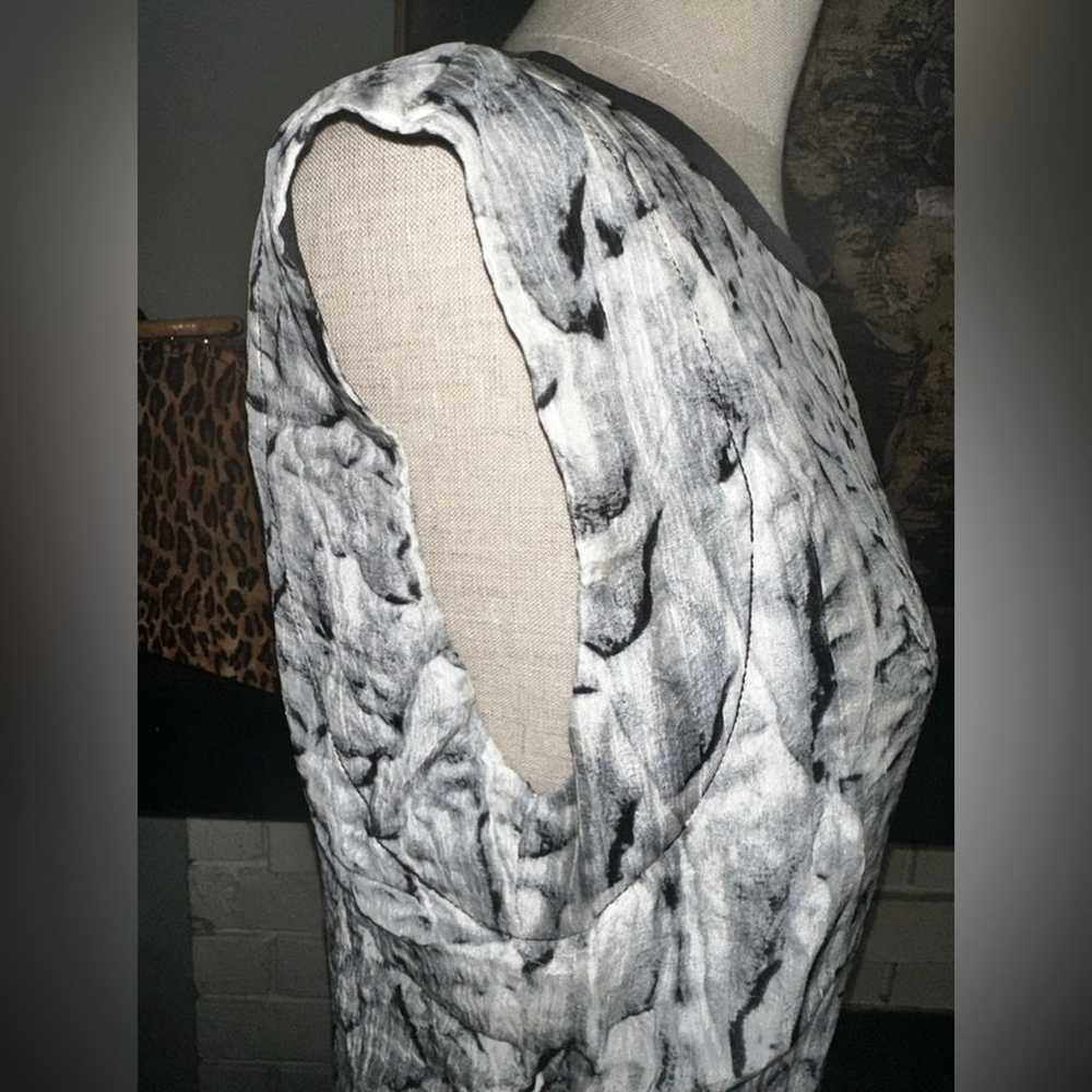 HELMUT LANG Maxi Dress Fitted 100% Silk Black Gra… - image 8