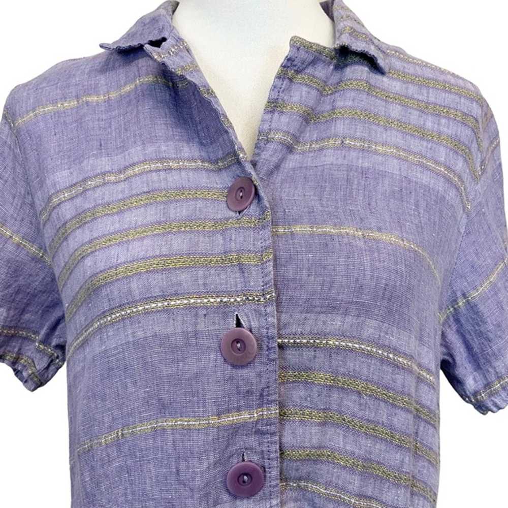 Flax Striped Short Sleeve Midi Dress In Purple Si… - image 2