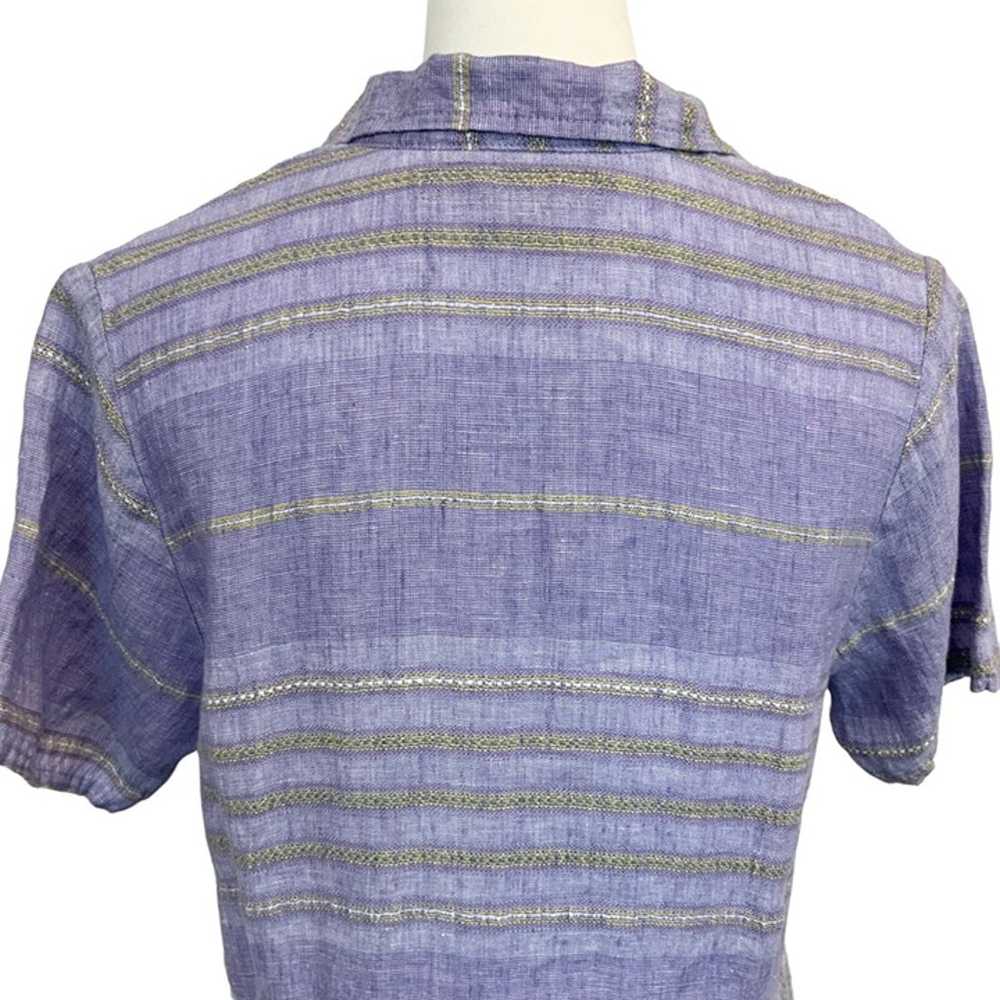 Flax Striped Short Sleeve Midi Dress In Purple Si… - image 4