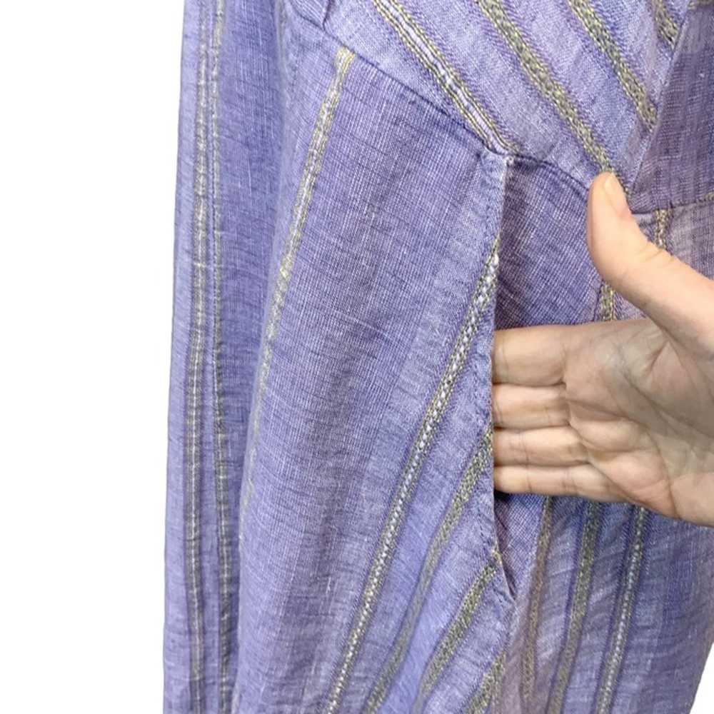 Flax Striped Short Sleeve Midi Dress In Purple Si… - image 5