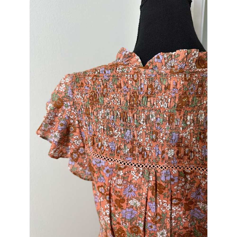 Veronica Beard Orange Printed Floral V-neck Maxi … - image 6
