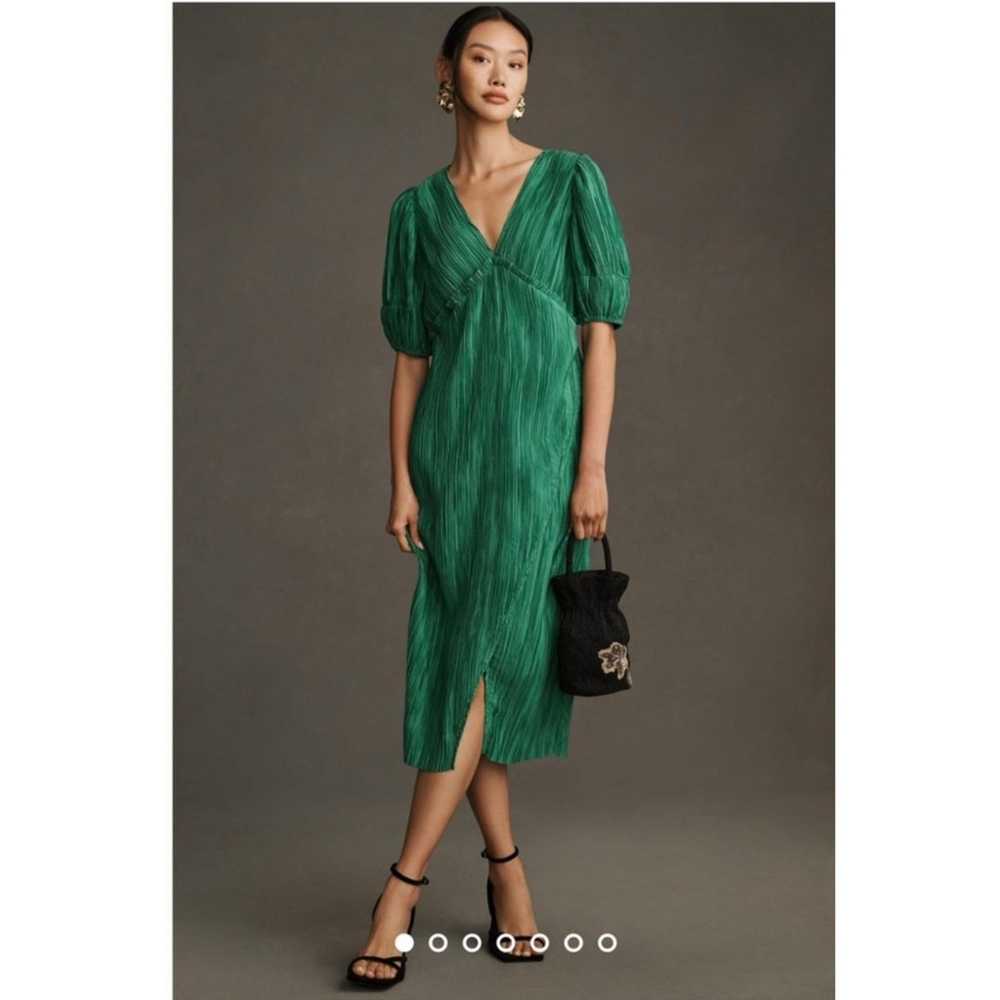 By Anthropologie V-Neck Pleated Slim Midi Dress, … - image 1