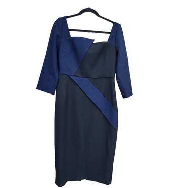 Net-A-Porter Womens Sheath Dress Blue Color Block… - image 1