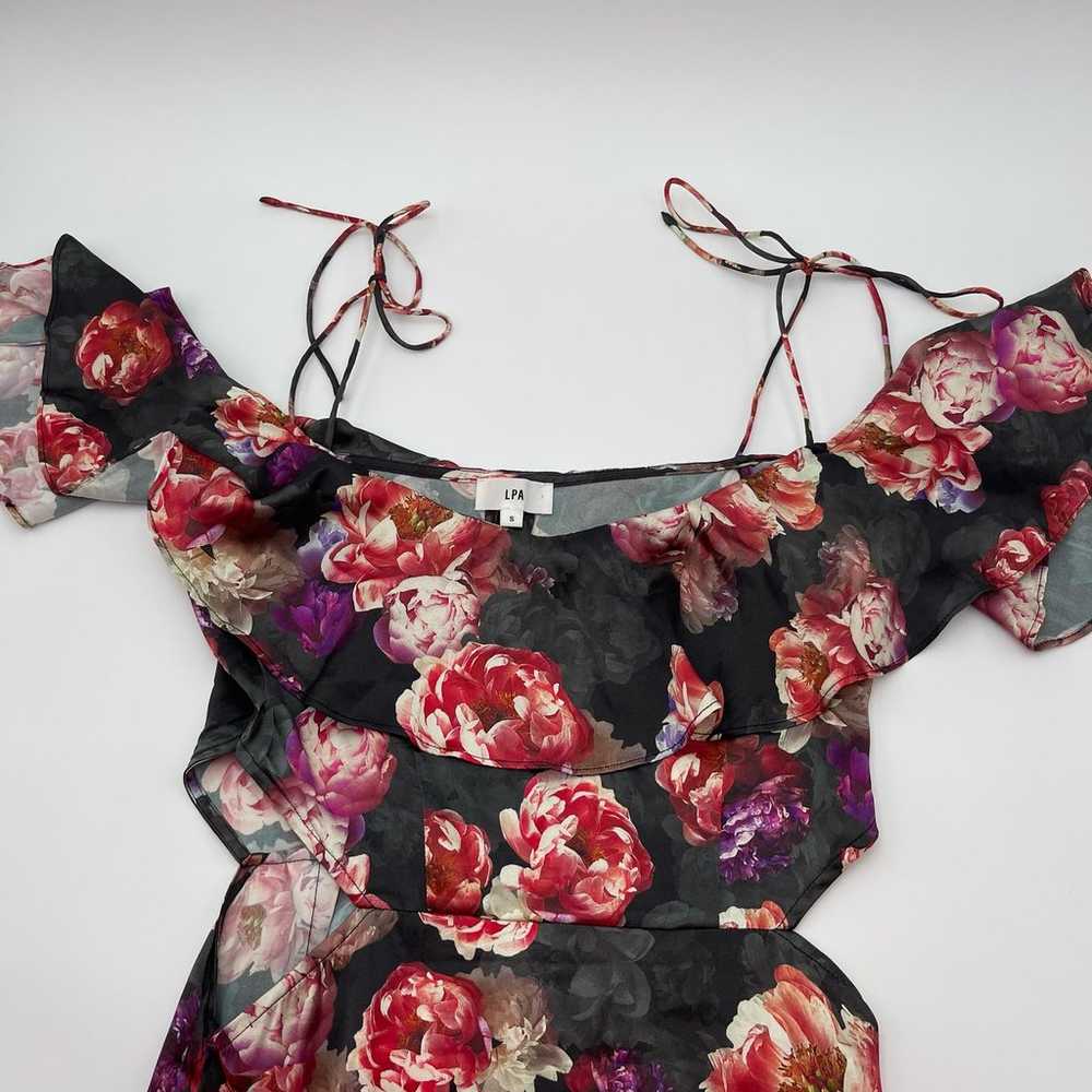 LPA x Revolve | Dark Floral Romantic Silk Cutout … - image 5