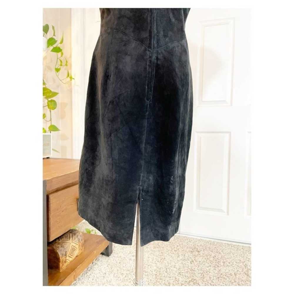 Vintage 1990's Danier Black Suede Mid Length Dres… - image 11