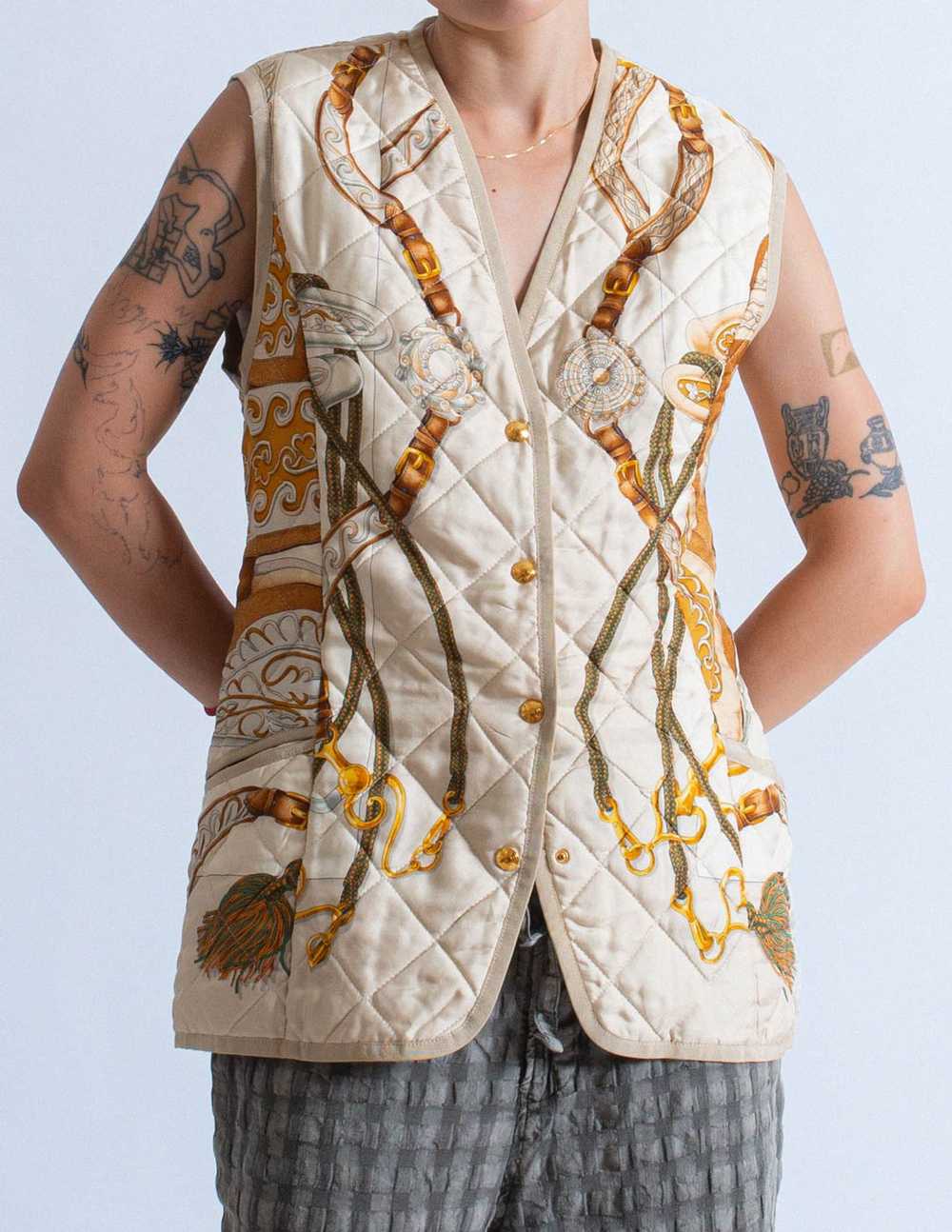 Hermès vintage silk quilted waist coat - image 5