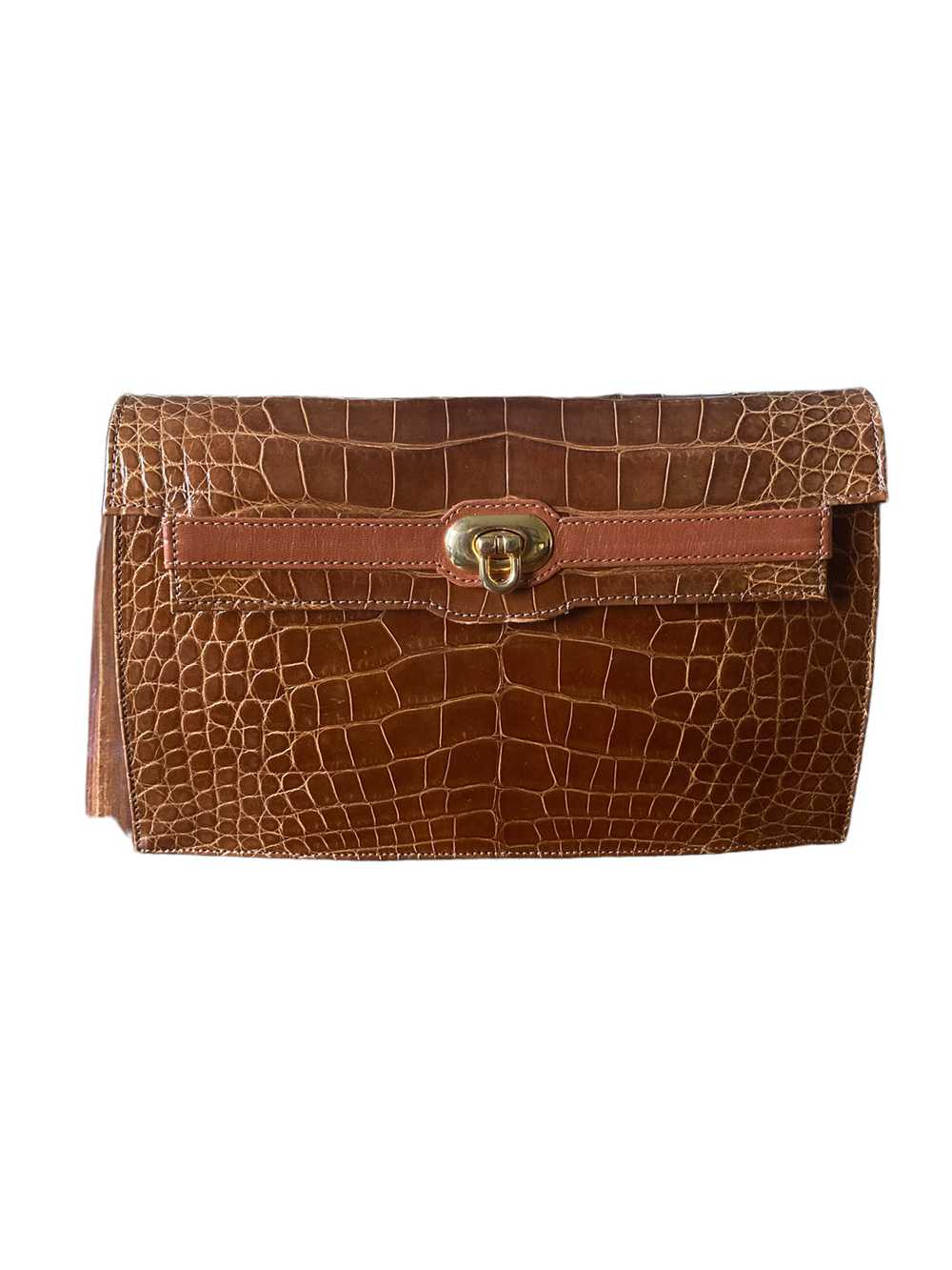 Plato Custom Brown Alligator Clutch with Two Stra… - image 3