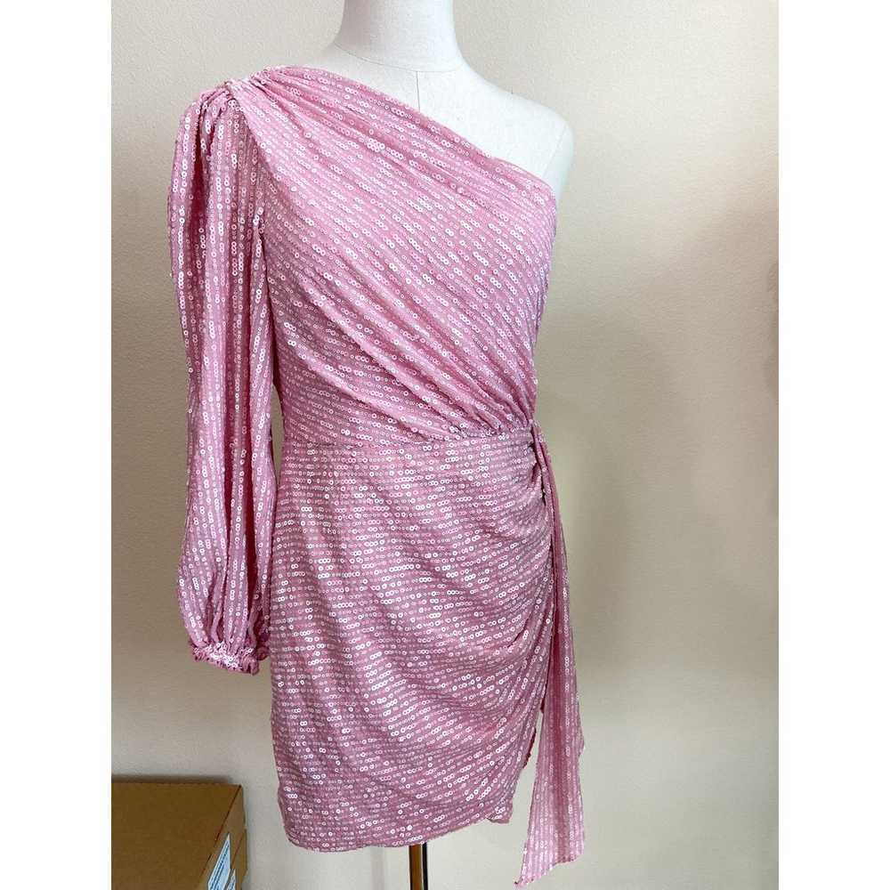 SAYLOR Nazila Pink Sequin One Shoulder Mini Dress… - image 1