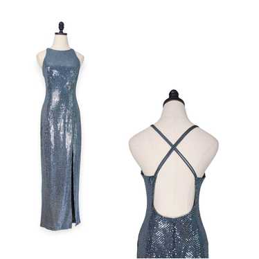 Vintage Prom Dress Maxi Gown 90S Y2K Sequin Rober… - image 1