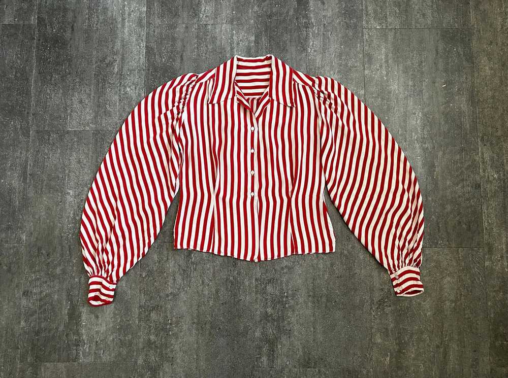 1940s striped rayon blouse . vintage 40s top . si… - image 2