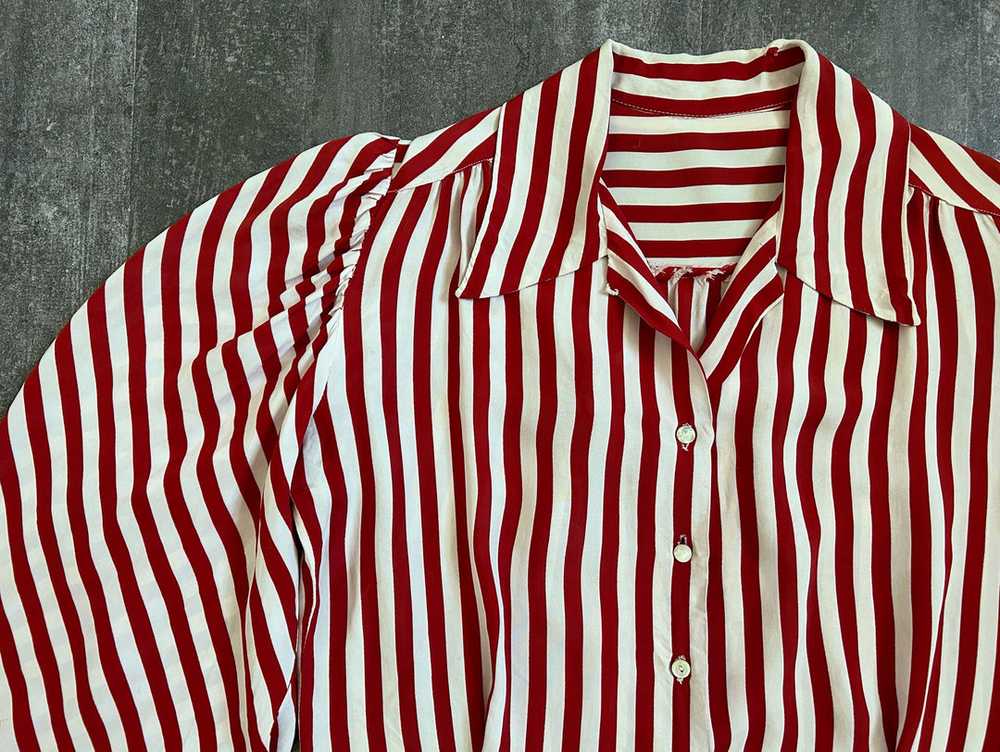 1940s striped rayon blouse . vintage 40s top . si… - image 7