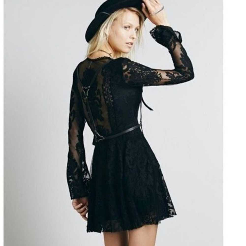 Free People Black Reign Over Me Lace Mini Flare D… - image 3