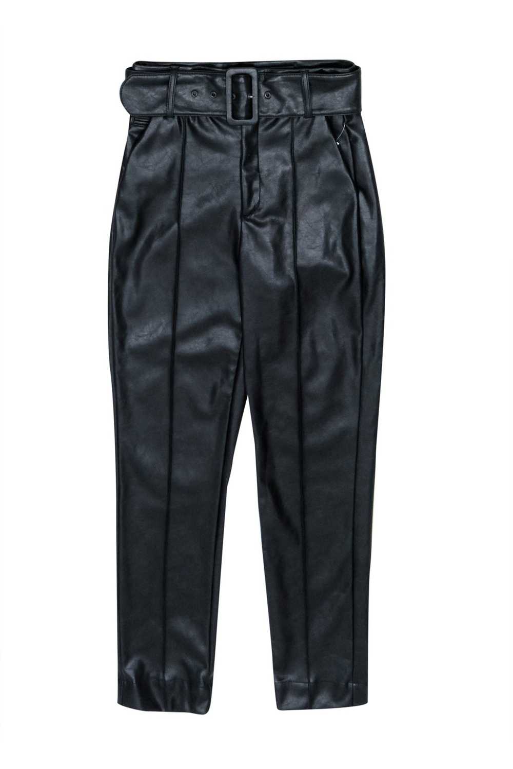 The Kooples - Black Faux Leather Belted Pants Sz S - image 1
