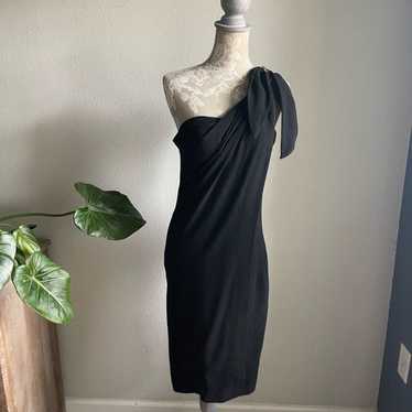 KaufmanFranco Wool Blend One Shoulder Dress in Bla
