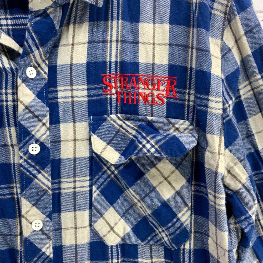 Vintage Netflix Stranger Things Shirt Blue Plaid … - image 2
