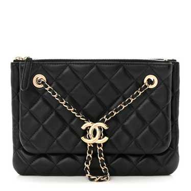 CHANEL Shiny Lambskin Quilted Medium Double Case … - image 1