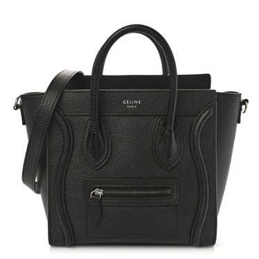 CELINE Drummed Calfskin Nano Luggage Black