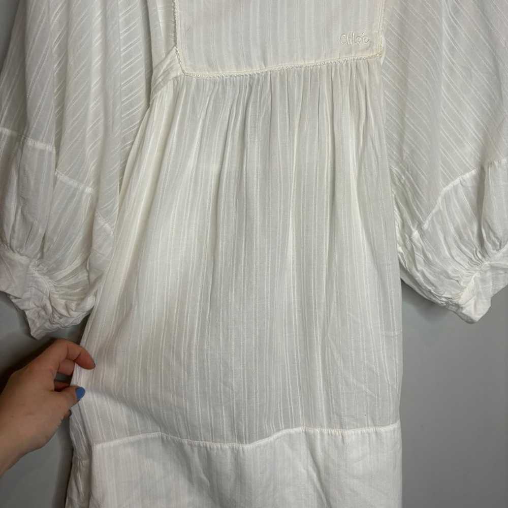 Vintage Chloé White Poplin Cotton Mini Dress - image 10