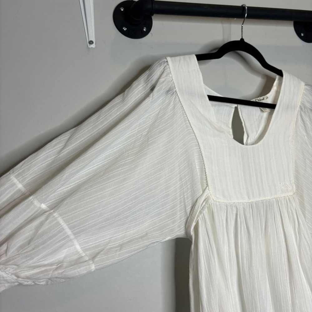 Vintage Chloé White Poplin Cotton Mini Dress - image 12