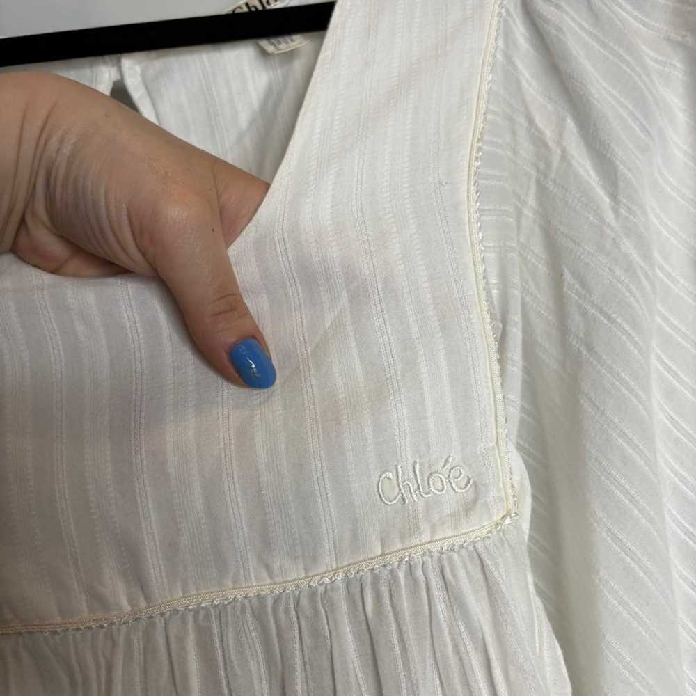 Vintage Chloé White Poplin Cotton Mini Dress - image 2