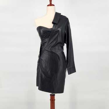 RtA Women Black Leather Lana Casual One Shoulder … - image 1