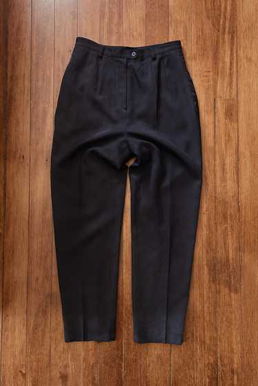 1990's PURE SILK NAVY TROUSERS | SIZE 30