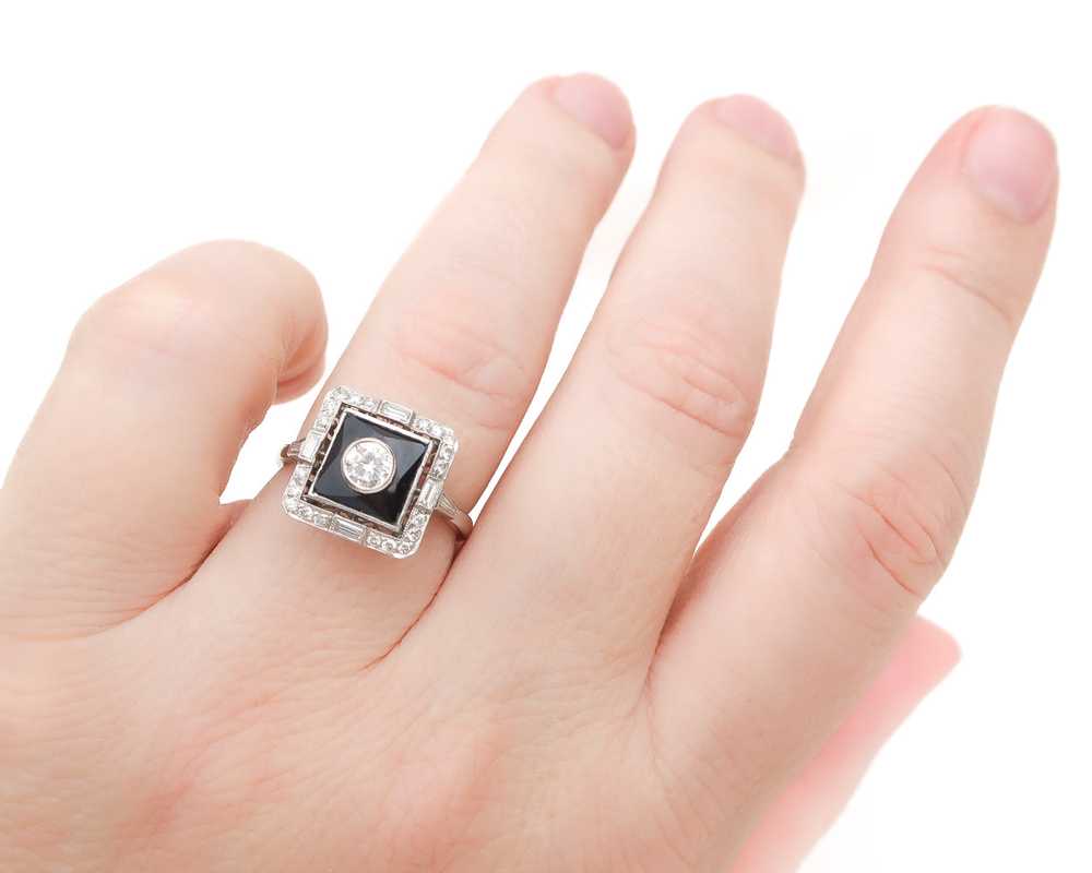 Art Deco Onyx and Diamond Ring - image 4