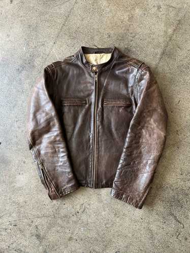 1980s Brown Leather Moto Jacket