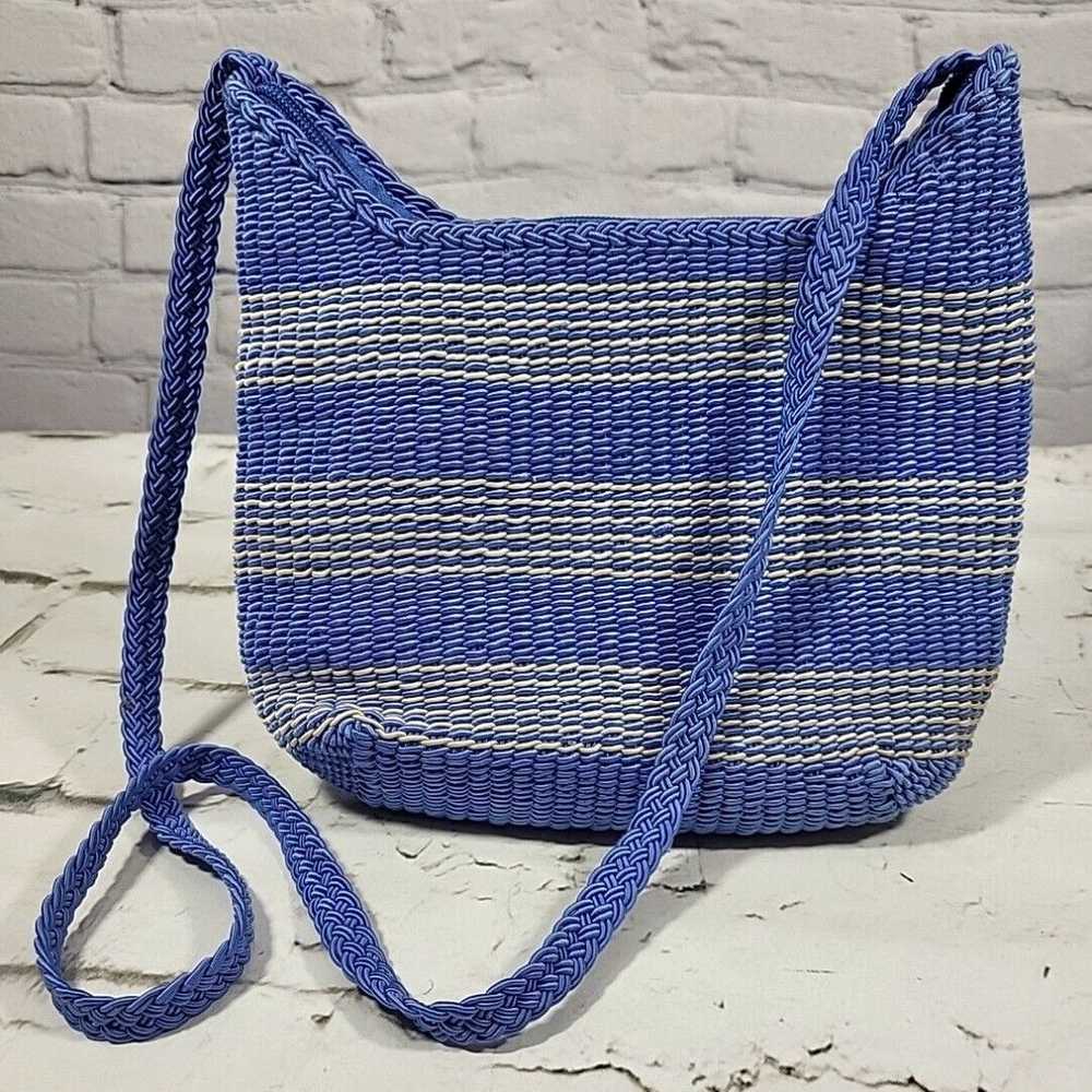 Vintage Stone Mountain Purse Woven Handbag Blue S… - image 1