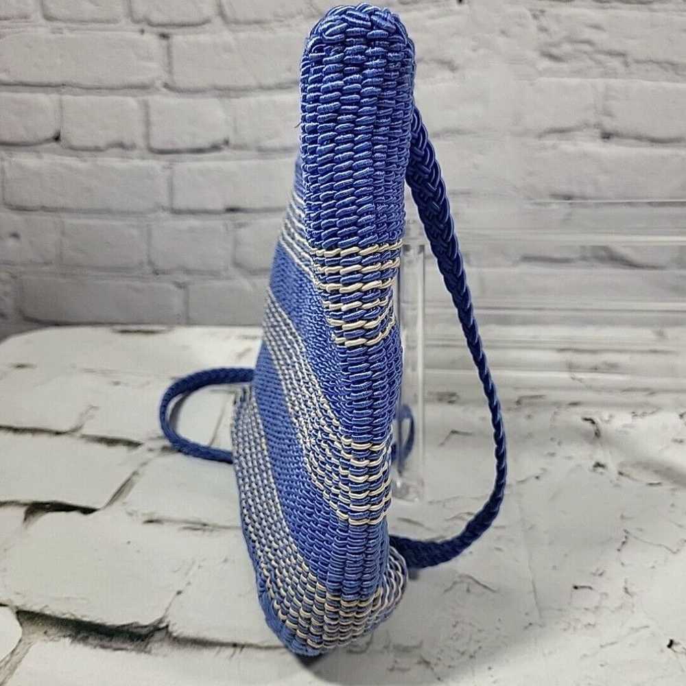 Vintage Stone Mountain Purse Woven Handbag Blue S… - image 3