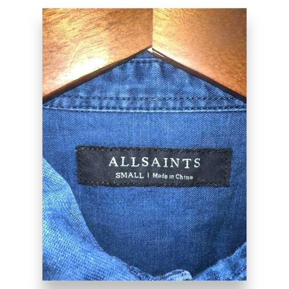 Allsaints Allsaints Blue Chambray Pearl Snap Shir… - image 2