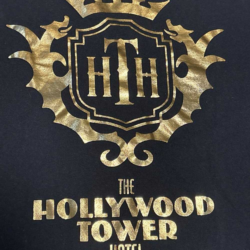 Adult Disney Shirt  Black Gold Hollywood Tower of… - image 2
