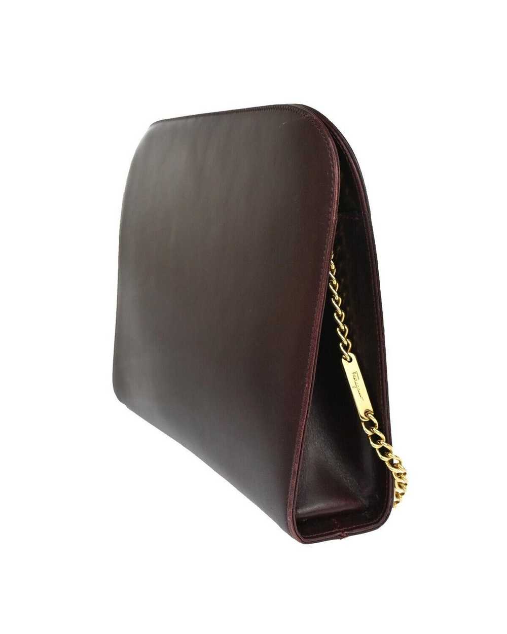 Salvatore Ferragamo Burgundy Leather Shoulder Bag - image 4
