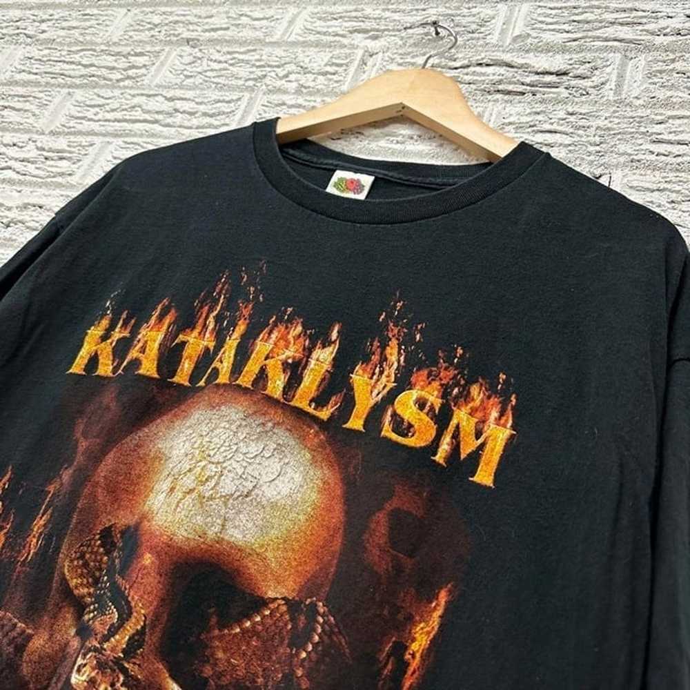 Vintage Kataklysm Metal Shirt Skull Fire Cyber Go… - image 1