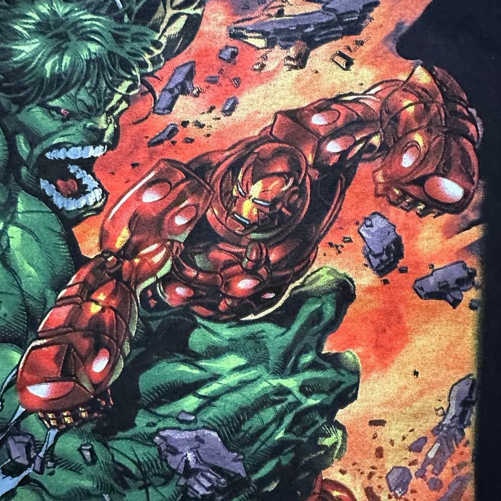 Y2K Marvel Hulk Vs Iron Man Shirt Mens Size M - image 6