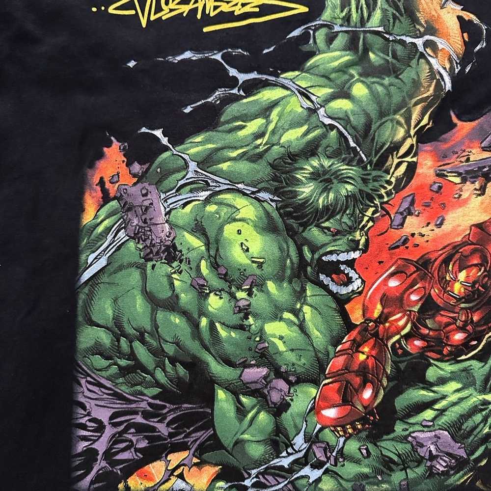 Y2K Marvel Hulk Vs Iron Man Shirt Mens Size M - image 7