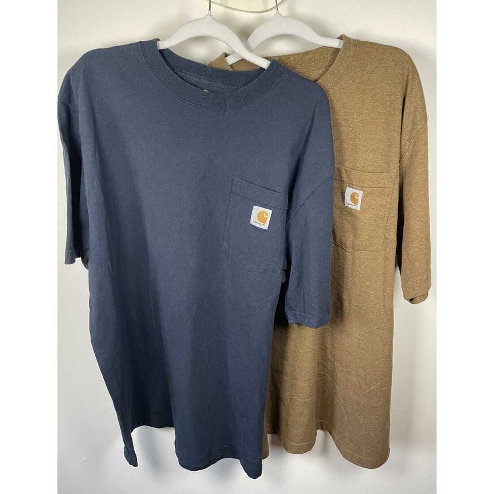 LOT of 2 Carhartt Mens T-Shirts Size L Original F… - image 1