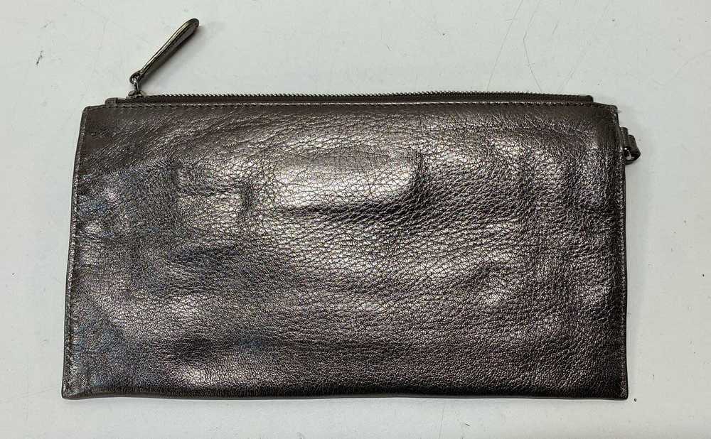 Michael Kors Silver Metallic Leather Envelope Zip… - image 2