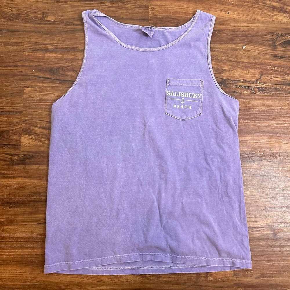 Vintage Salisbury Beach Purple Tank Top Shirt Com… - image 2