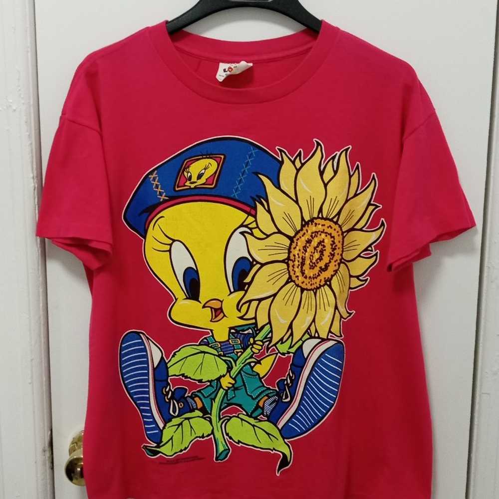 Vintage 1995 Looney Tunes Tweety Bird Sunflower W… - image 1